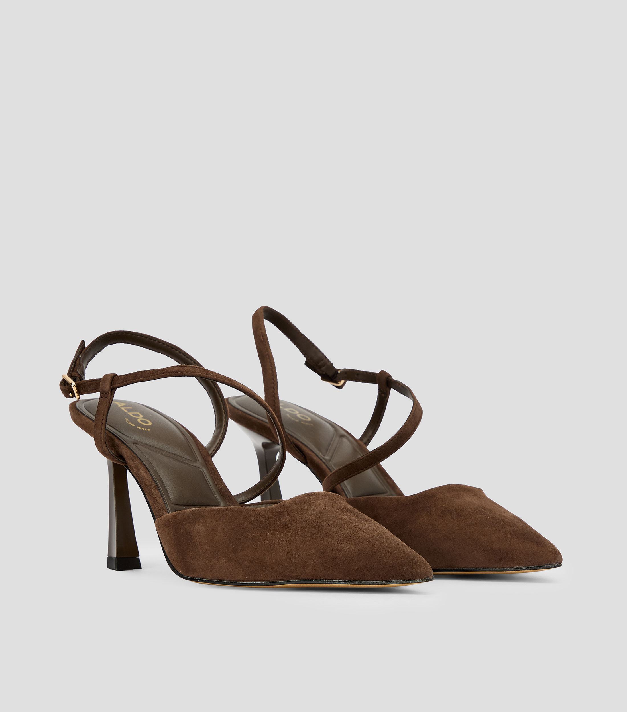 Zapatillas tiras tacón delgado en piel lisas Mujer